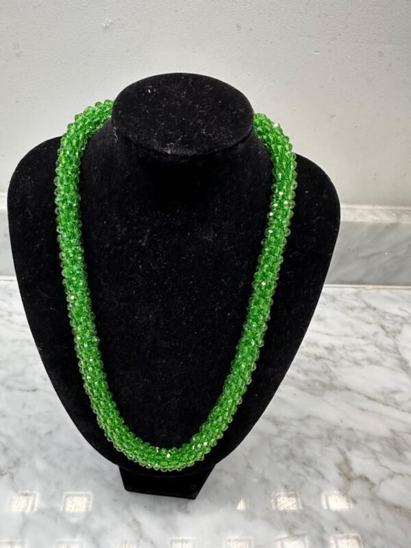 Emerald Glow Crystal Bead Necklace